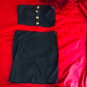 Two piece out fit , tube top with a body con skirt